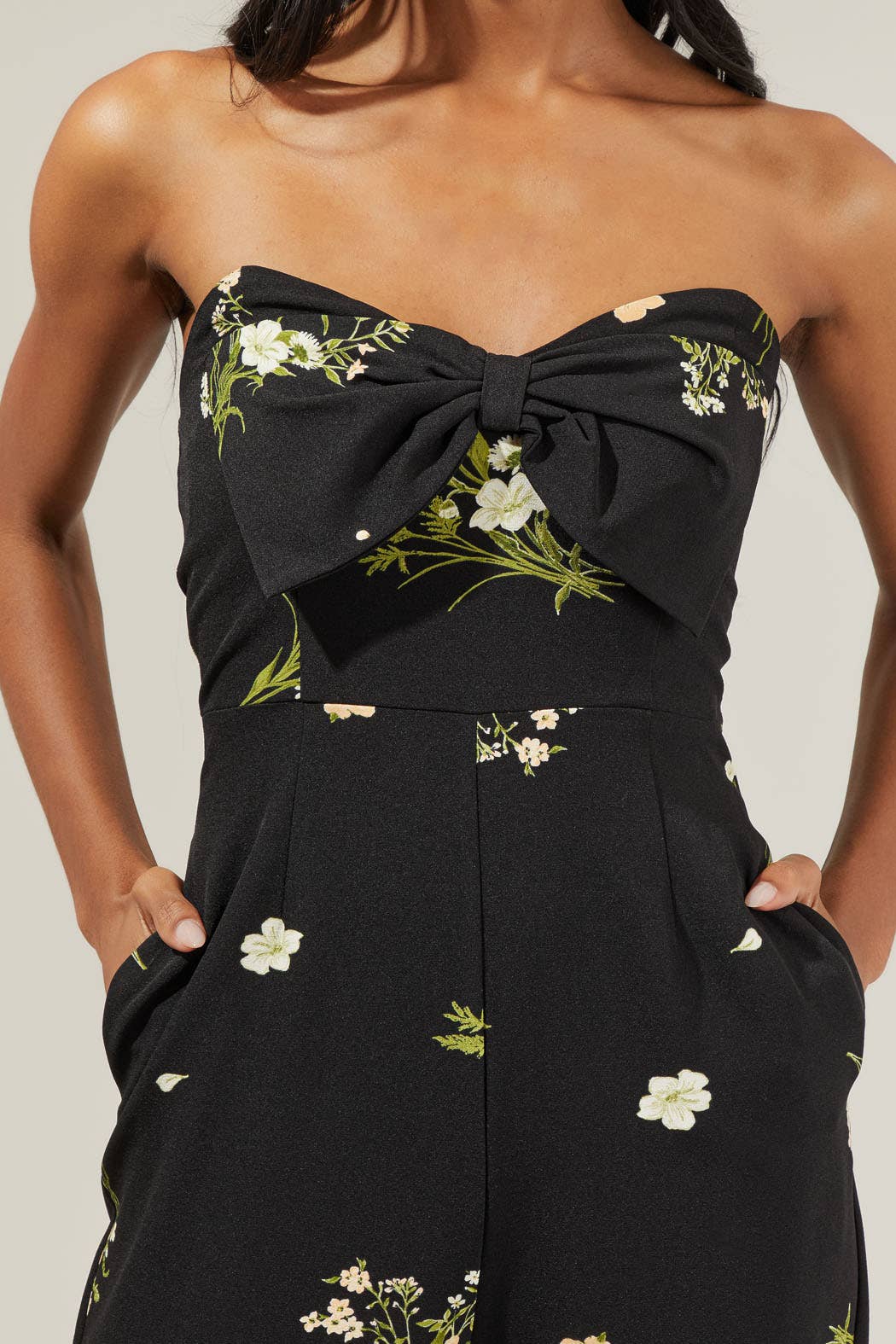 Jenna Floral Wide Leg Jumpsuit: BlackGreen