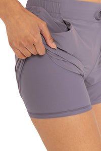 Lined Athleisure Shorts in Light Cocoa