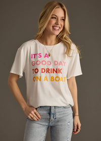 Drink On A Boat Tee in White