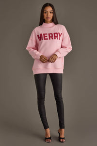Pink Merry & Cheers Reversible Sweatshirt