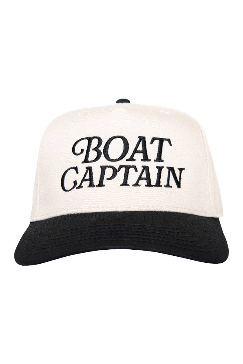 Boat Captain Retro Hat in Black/Tan