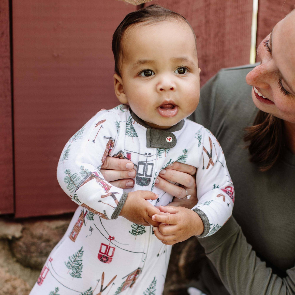 Ski The Alps Matching Family Pajamas: 6-9M