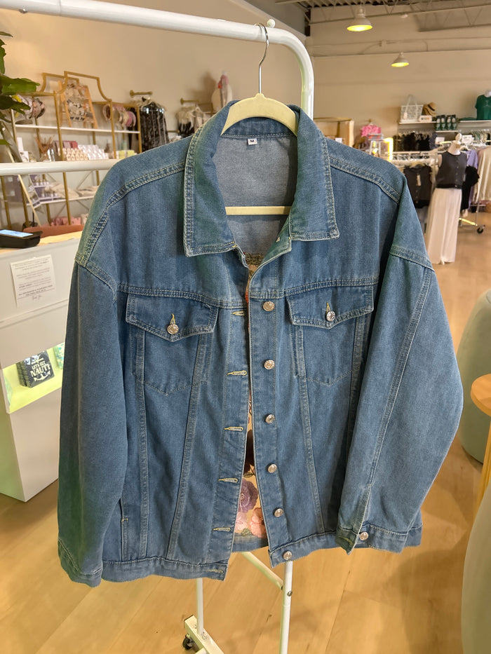 CMI Denim Jacket With Sheer Floral Back