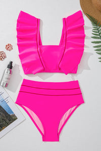 Rosy Red Ruffle Bikini