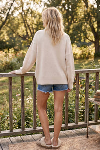 Fawn Graphic Oversized Sweater: CREAM / S