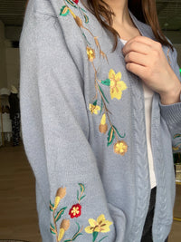 Floral Knit Cardigan in Blue