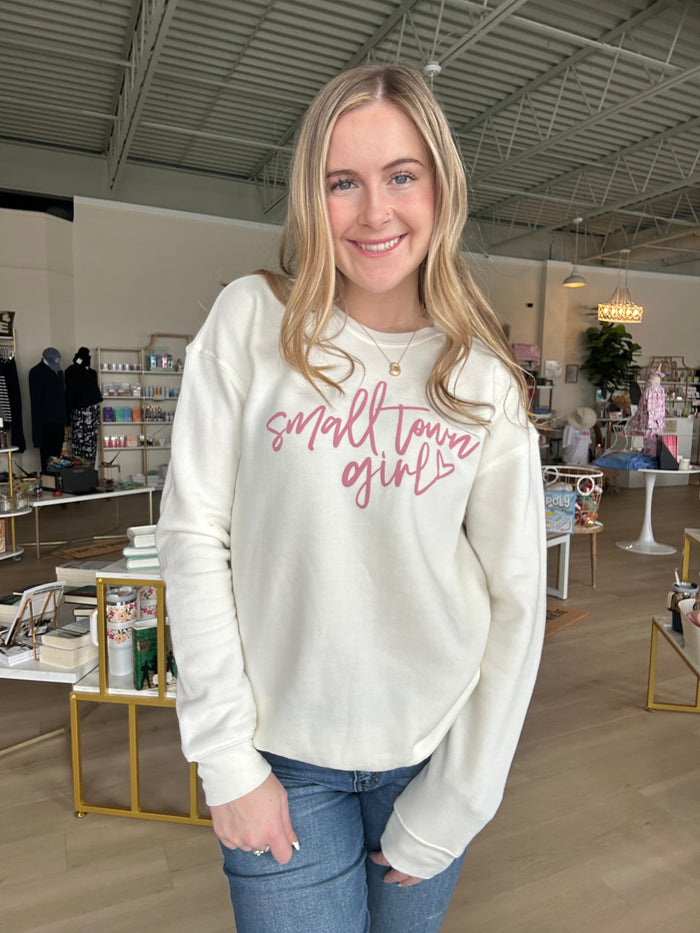 Small Town Girl Vintage Crewneck in White