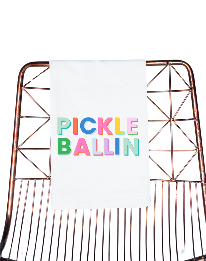Pickle Ballin Colorful Tea Towel