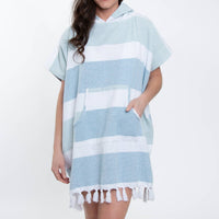 Hooded Poncho Swimsuit Cover Up in Blue