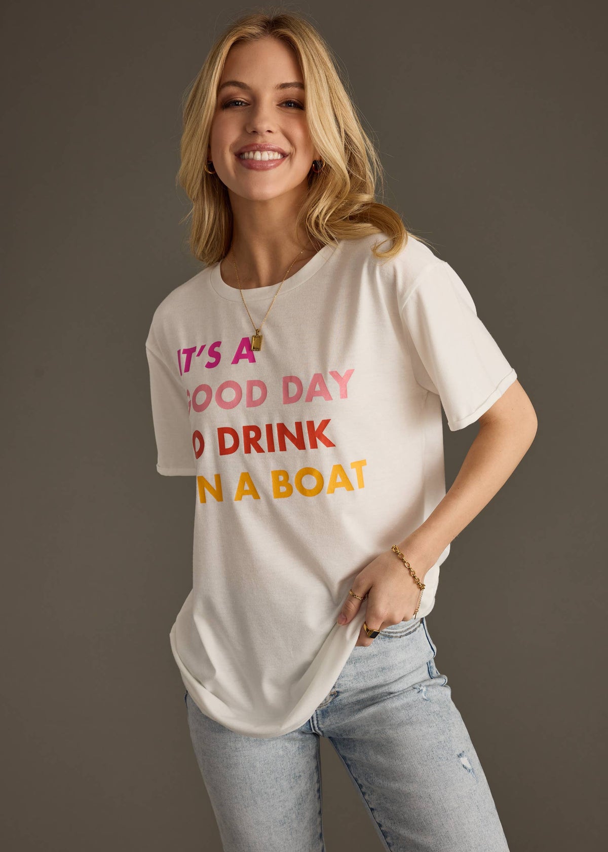 Drink On A Boat Tee in White