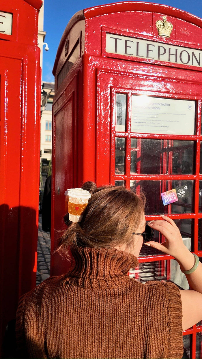 Hand-Painted Heart Coffee Cup Acetate Claw Hair Clip | Eco-Friendly