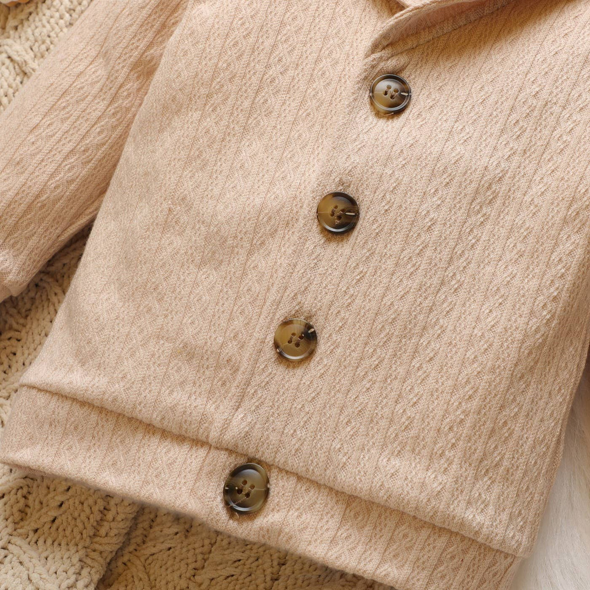 Kid's Solid Lapel Button Down Coat