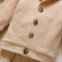 Kid's Solid Lapel Button Down Coat