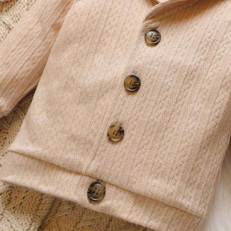 Kid's Solid Lapel Button Down Coat