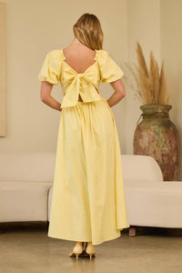 Bubble Short Sleeve Maxi Dress: Butter Yellow / S