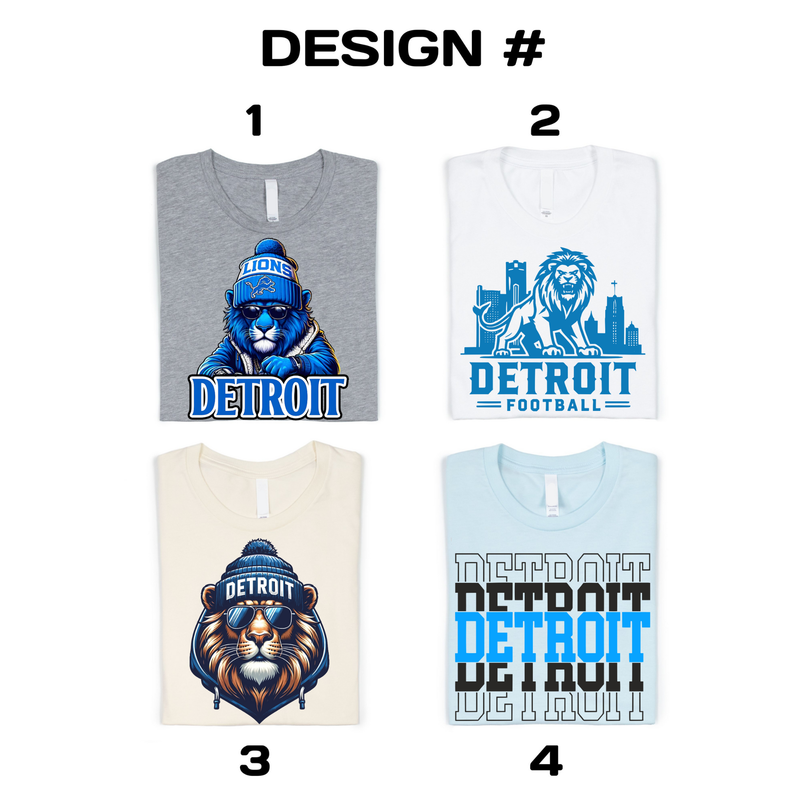 Detroit Lions Blue Beanie T-Shirt in White