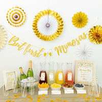 Watercolor Pink Florals & Gold Mimosa Bar Decoration Kit