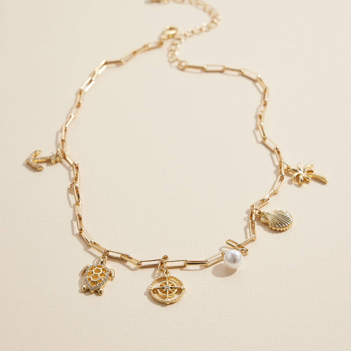 Nautical Charm Necklace in Silver
