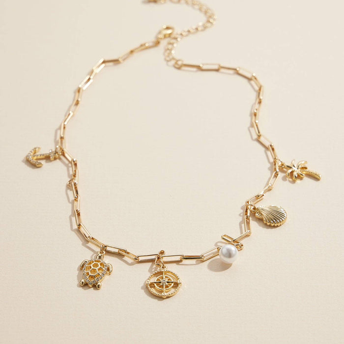 Nautical Charm Necklace in Silver