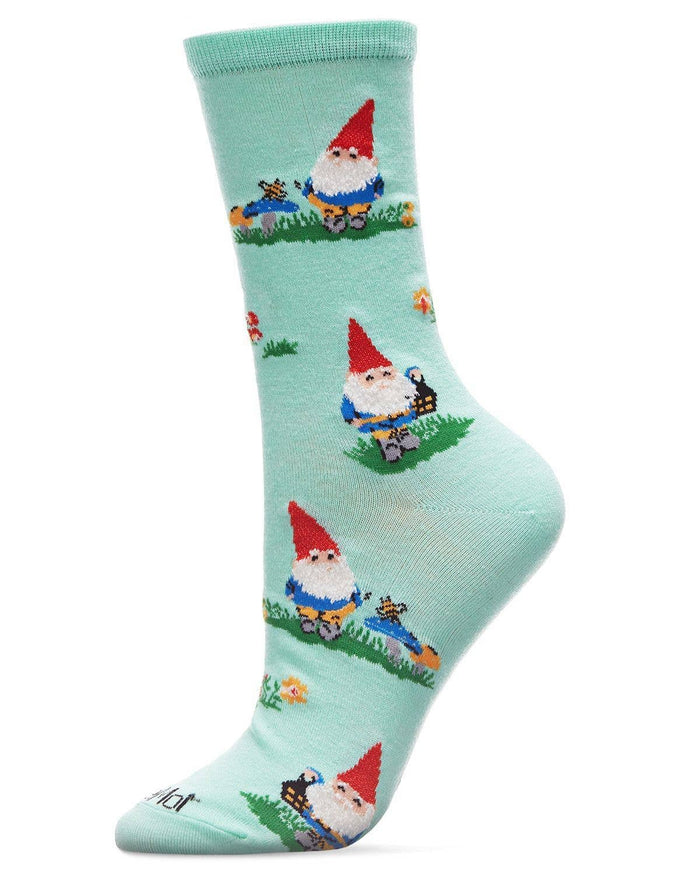 Gnome Invasion Crew Socks in Seafoam