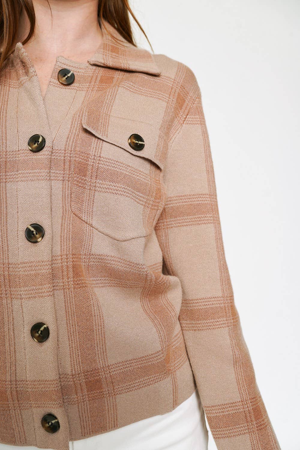 Plaid Shacket in Dusty Apricot