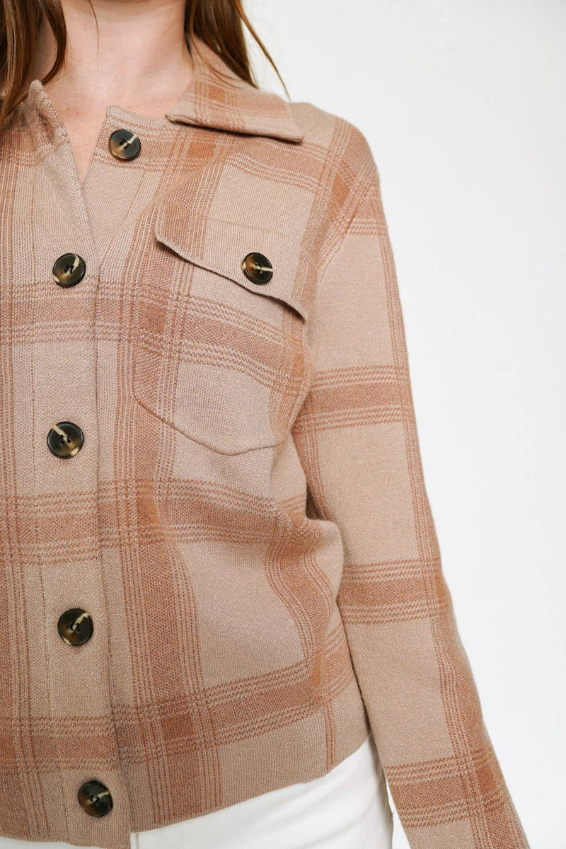 Plaid Shacket in Dusty Apricot