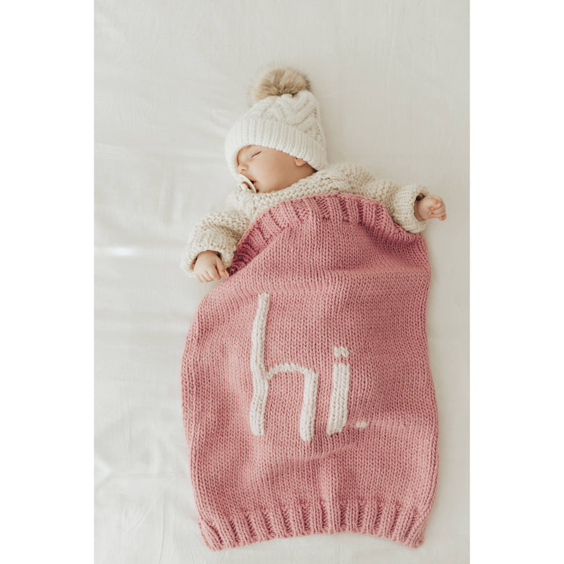 hi. Hand Knit Blanket Black: Black