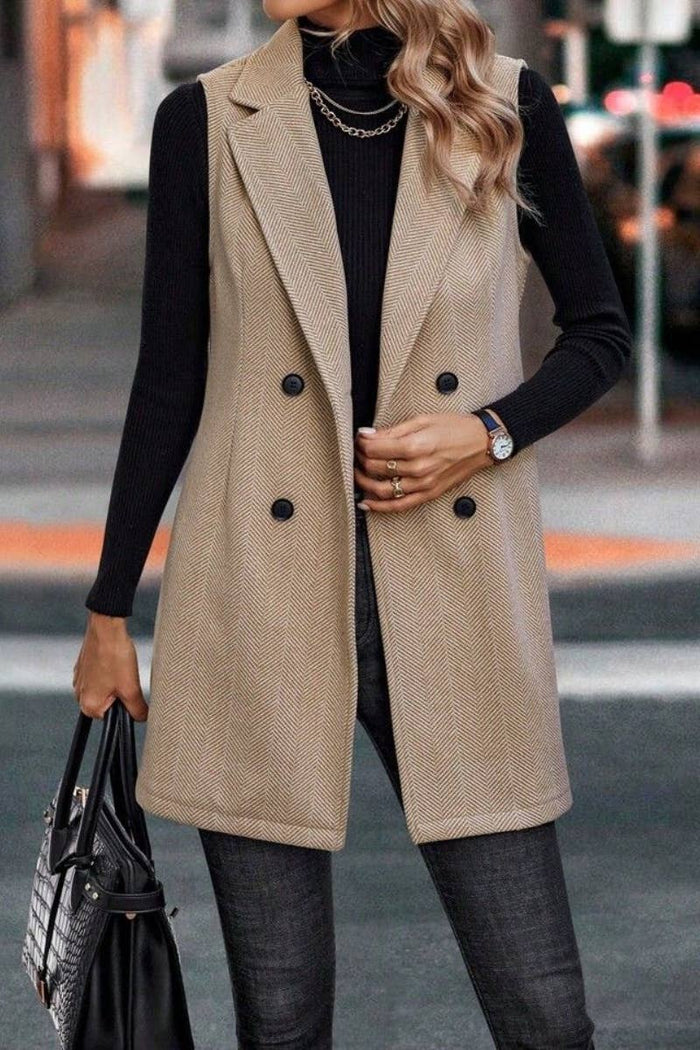 Sleeveless Blazer in Apricot