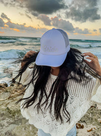 Bride Rhinestone Trucker Hat in White