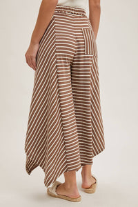 Drawstring Striped Wide Leg Palazzo Pants in Coco Combo