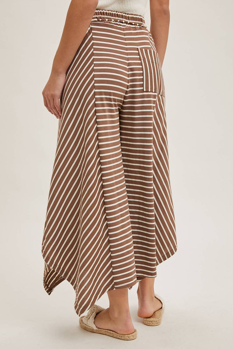 Drawstring Striped Wide Leg Palazzo Pants in Coco Combo