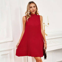 Little Red Dress with Tying Back Bow Collar