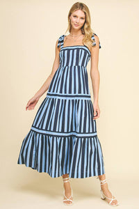 Striped Maxi Dress in Navy Blue