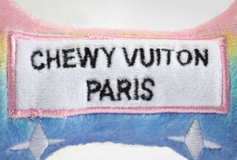 Pink Ombre Chewy Vuiton Bone Squeaker Dog Toy: Large