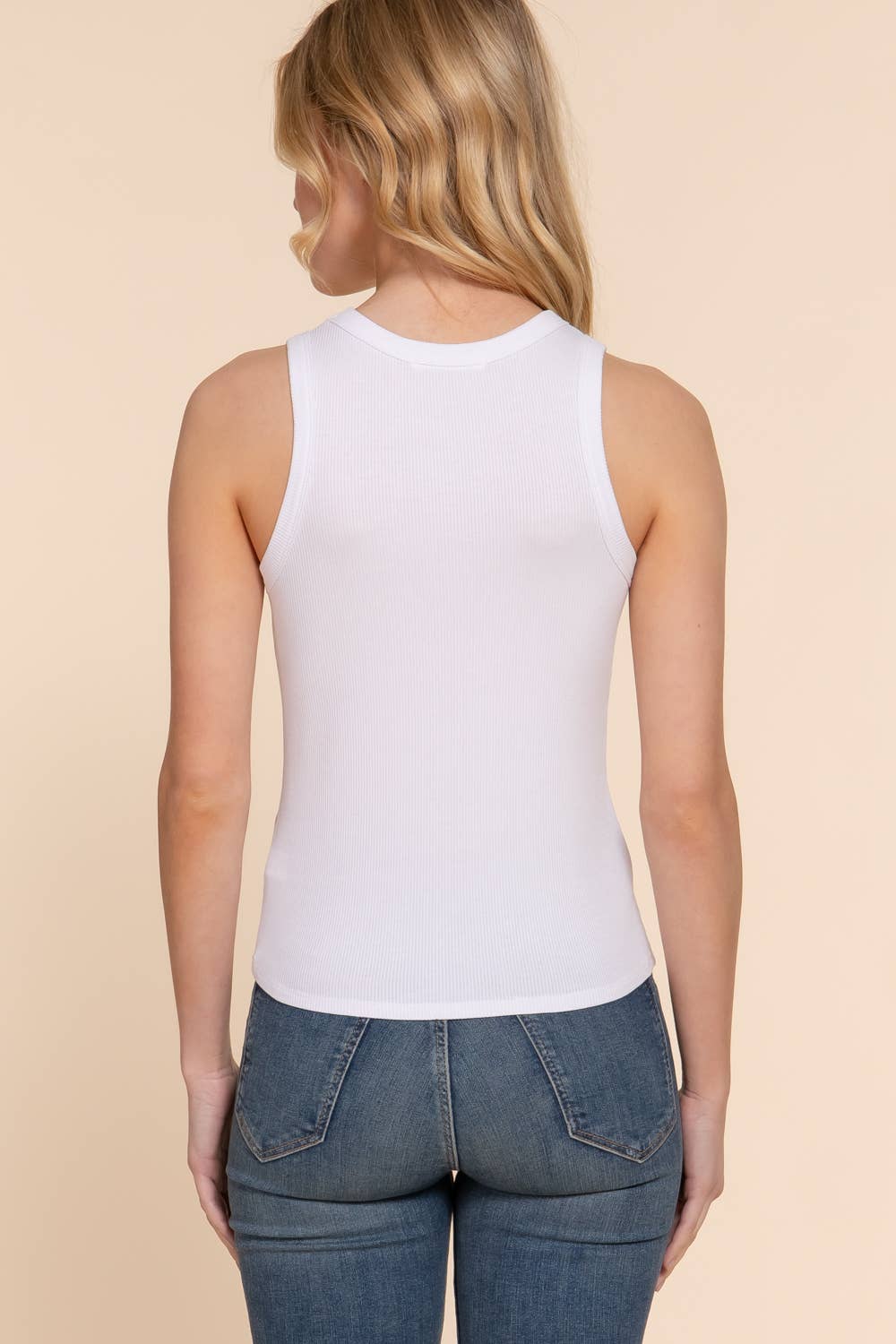 Sleeveless Crew Neck Rib Knit Top in Grey
