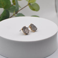 Druzy Sparkly Stone Crystals Stud Earrings: Rose Gold