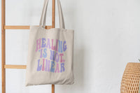 Healing Is Not Linear Tote Bag, Mental Health Awareness Canvas Tote