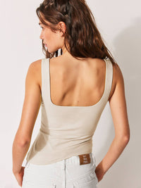 Square Neck Slimming Tank Top in Apricot
