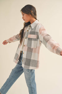 Kid's Plaid Flannel Double Pocket Shacket