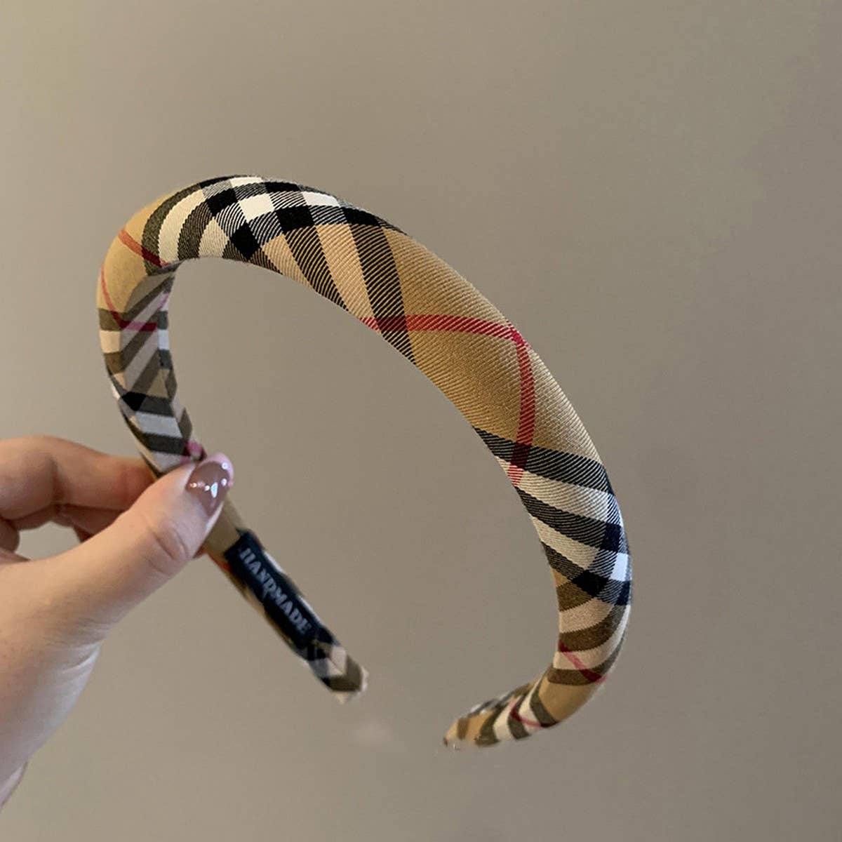 Plaid Headband Wide High Top Slim Face: Plaid