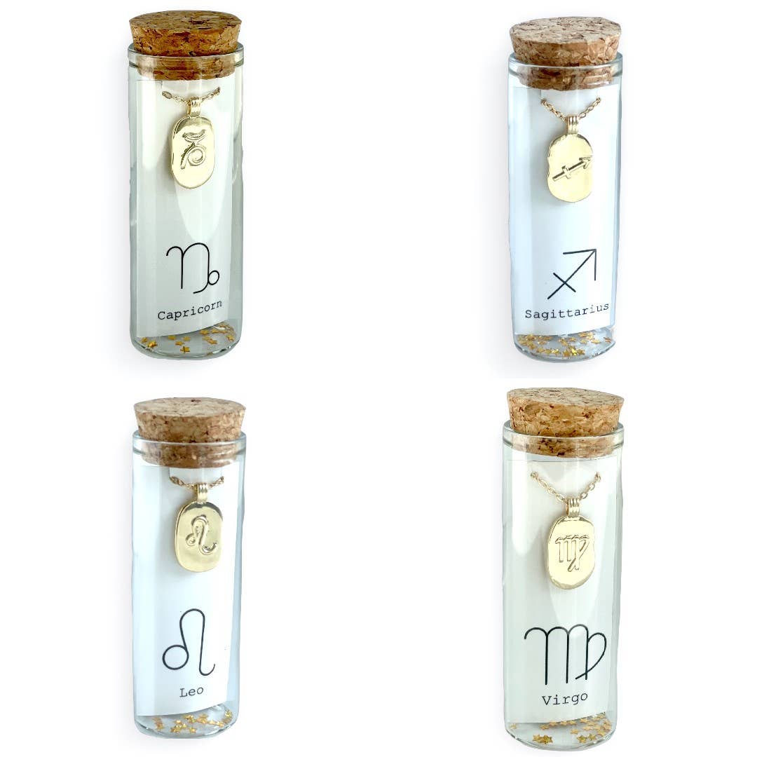 Zodiac Horoscope Gold Tag Necklace