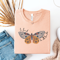 Be Kind Butterfly Tee in Heather Peach