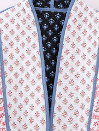 Reversible Floral Quilted Jacket in Blue and Pink