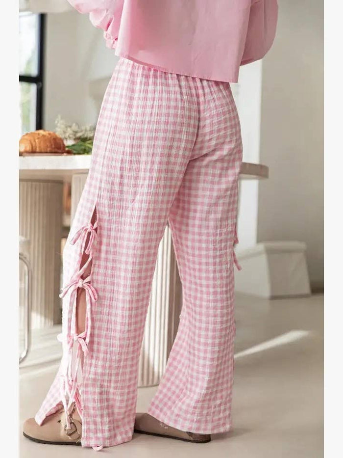 Side Bow Tie Pants in Pink