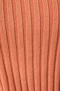 ROUND NECK PUFF SHORT SLEEVE CABLE SWEATER: APRICOT / M