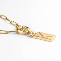K Initial Necklace with Paperclip Chain: 18k Gold Plated