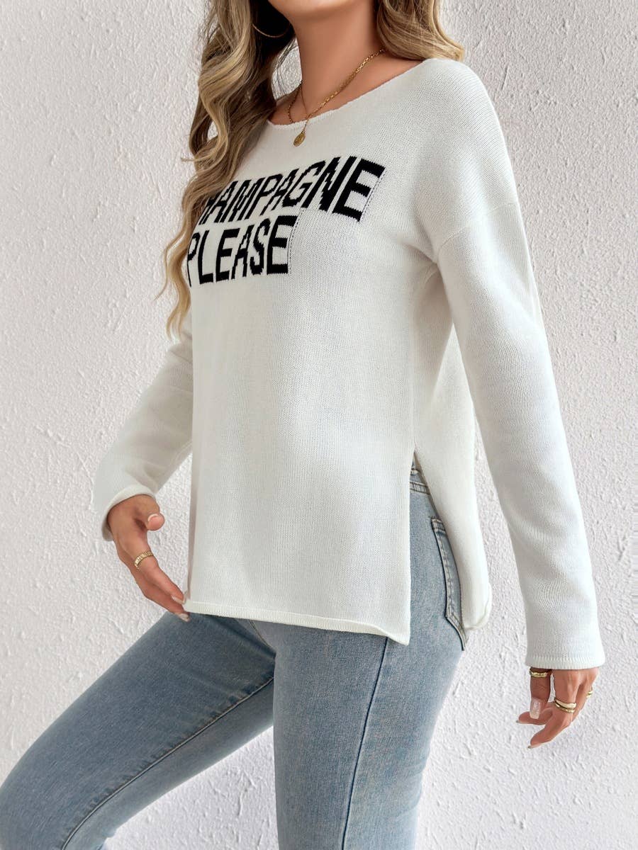 Champagne Please Slit Sweater