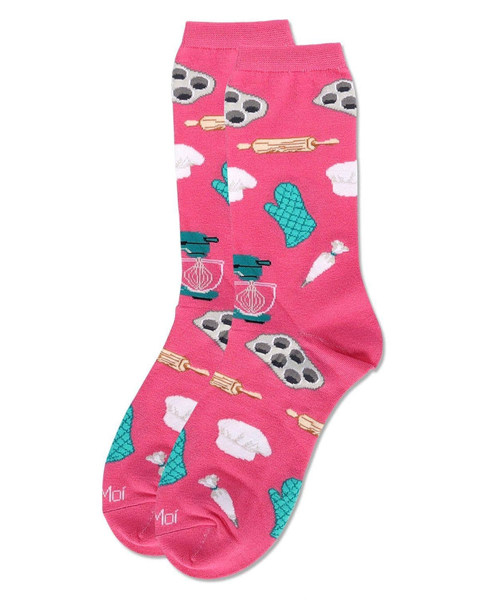 Baking Bamboo Crew Socks in Magenta