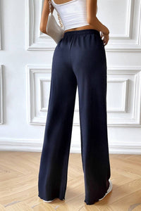 Elastic Waist Cozy Long Pants in Navy