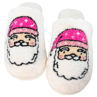 Pink Santa Slippers in White